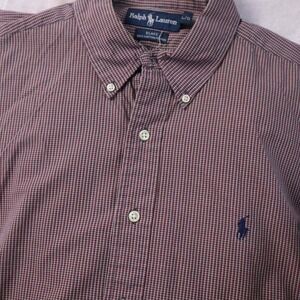 Ralph Lauren Blake Men's Burgundy Gingham Button Down Shirt Size L